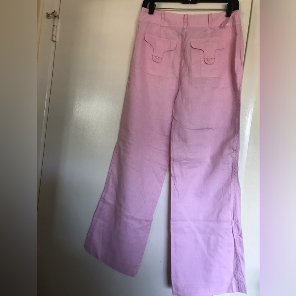 I.N.C . INTERNATIONAL CONCEPTS, size 4 100% linen , Women's Pink Wide-Leg Pants